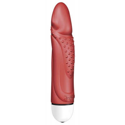 VIBRATORE CON RILIEVI STIMOLANTI \"KING ROCKY COMFORT\" ROSSO - 18 CM